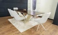 Set Masă Living Extensibilă CT242 Blat Sticlă Securizată cu 6 Scaune DCM0108CS Gri Deschis 2
