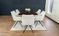 Set Masă Living Extensibilă CT242 Blat Sticlă Securizată cu 6 Scaune DCM0112AS Bej 6