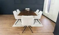 Set Masă Living Extensibilă CT242 Blat Sticlă Securizată cu 6 Scaune DCM0112AS Bej 8