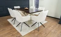 Set Masă Living Extensibilă CT242 Blat Sticlă Securizată cu 6 Scaune DCM0112AS Bej 5