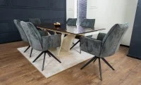 Set Masă Living Extensibilă CT242 Blat Sticlă Securizată cu 6 Scaune DCM0601AS Gri Închis 4