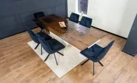 Set Masă Living Extensibilă CT242 Blat Sticlă Securizată cu 6 Scaune KJC356 Negre 4