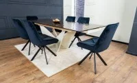 Set Masă Living Extensibilă CT242 Blat Sticlă Securizată cu 6 Scaune KJC356 Negre 5