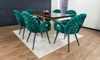 Set Masă Living Extensibilă CT242 Blat Sticlă Securizată cu 6 Scaune KJC376 Verzi 4