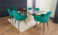 Set Masă Living Extensibilă CT242 Blat Sticlă Securizată cu 6 Scaune KJC38 Verzi 4