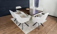 Set Masă Living Extensibilă CT242 Blat Sticlă Securizată cu 6 Scaune KJC3846 Bej 4