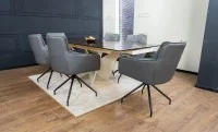 Set Masă Living Extensibilă CT242 Blat Sticlă Securizată cu 6 Scaune KJC389 Gri 5