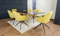 Set Masă Living Extensibilă CT242 Blat Sticlă Securizată cu 6 Scaune KJC4345 Muștar 2
