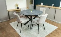 Set Masă Living Extensibilă Dobok Gri cu 4 Scaune DCM2001AF Bej