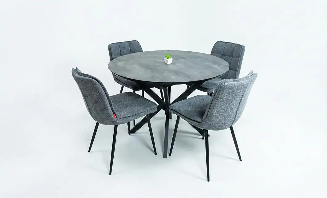 Set Masă Living Extensibilă Dobok Gri cu 4 Scaune DCM2001AF Gri 2