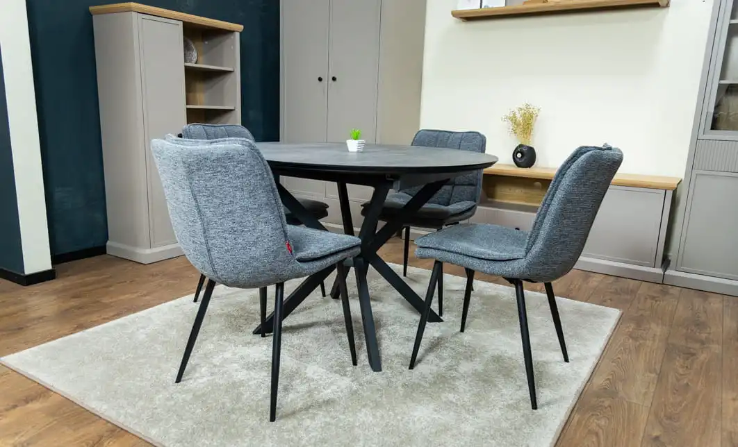 Set Masă Living Extensibilă Dobok Gri cu 4 Scaune DCM2001AF Gri 7