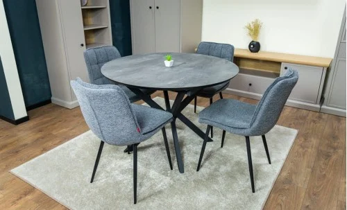 Set Masă Living Extensibilă Dobok Gri cu 4 Scaune DCM2001AF Gri