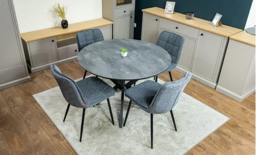 Set Masă Living Extensibilă Dobok Gri cu 4 Scaune DCM2001AF Gri