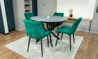 Set Masă Living Extensibilă Dobok Gri cu 4 Scaune KJC0357 Verzi 8