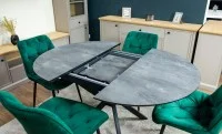 Set Masă Living Extensibilă Dobok Gri cu 4 Scaune KJC0357 Verzi