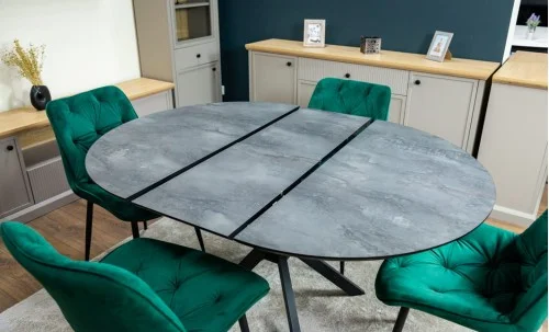 Set Masă Living Extensibilă Dobok Gri cu 4 Scaune KJC0357 Verzi