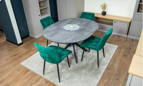 Set Masă Living Extensibilă Dobok Gri cu 4 Scaune KJC0357 Verzi