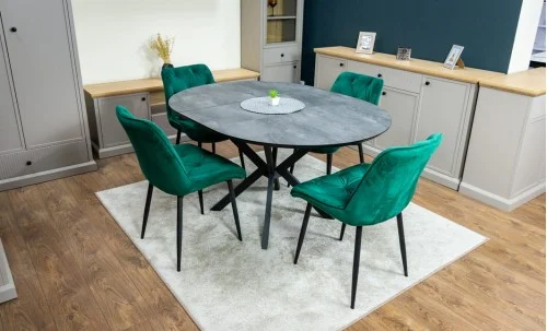 Set Masă Living Extensibilă Dobok Gri cu 4 Scaune KJC0357 Verzi
