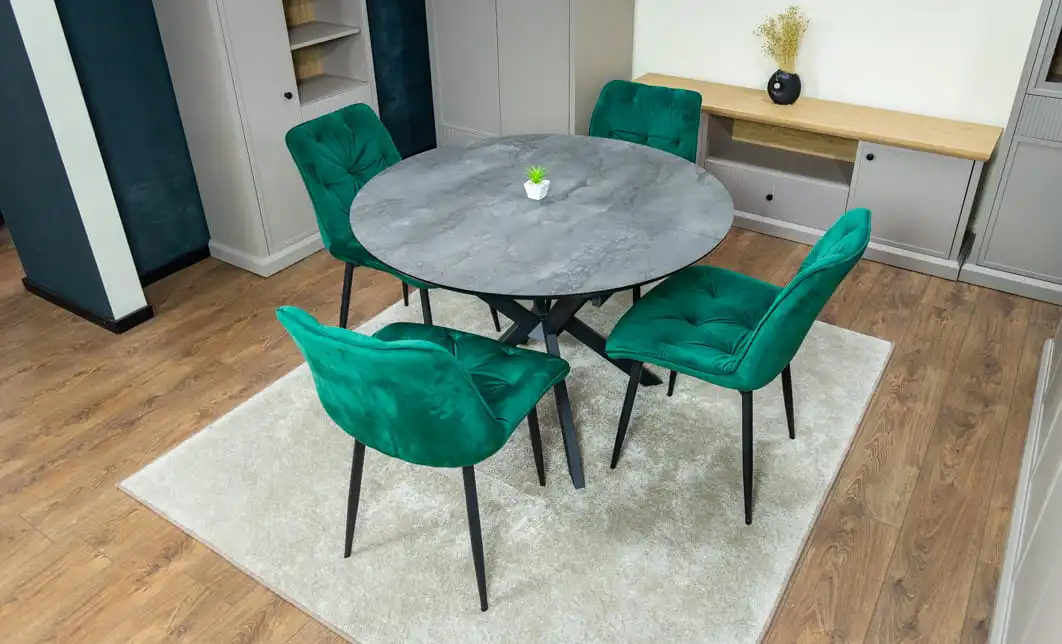 Set Masă Living Extensibilă Dobok Gri cu 4 Scaune KJC0357 Verzi 5