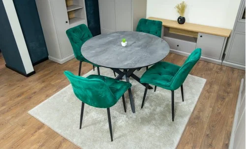 Set Masă Living Extensibilă Dobok Gri cu 4 Scaune KJC0357 Verzi