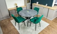 Set Masă Living Extensibilă Dobok Gri cu 4 Scaune KJC0357 Verzi 3