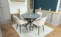 Set Masă Living Extensibilă Dobok Gri cu 4 Scaune KJC0357 Bej