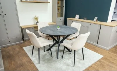 Set Masă Living Extensibilă Dobok Gri cu 4 Scaune KJC0357 Bej