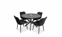 Set Masă Living Extensibilă Dobok Gri cu 4 Scaune KJC0357 Negre