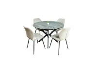 Set Masă Living Extensibilă Dobok Gri cu 4 Scaune KJC104 Bej