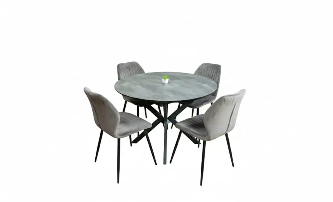 Set Masă Living Extensibilă Dobok Gri cu 4 Scaune KJC104 Gri 1