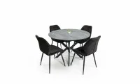 Set Masă Living Extensibilă Dobok Gri cu 4 Scaune KJC104 Negre
