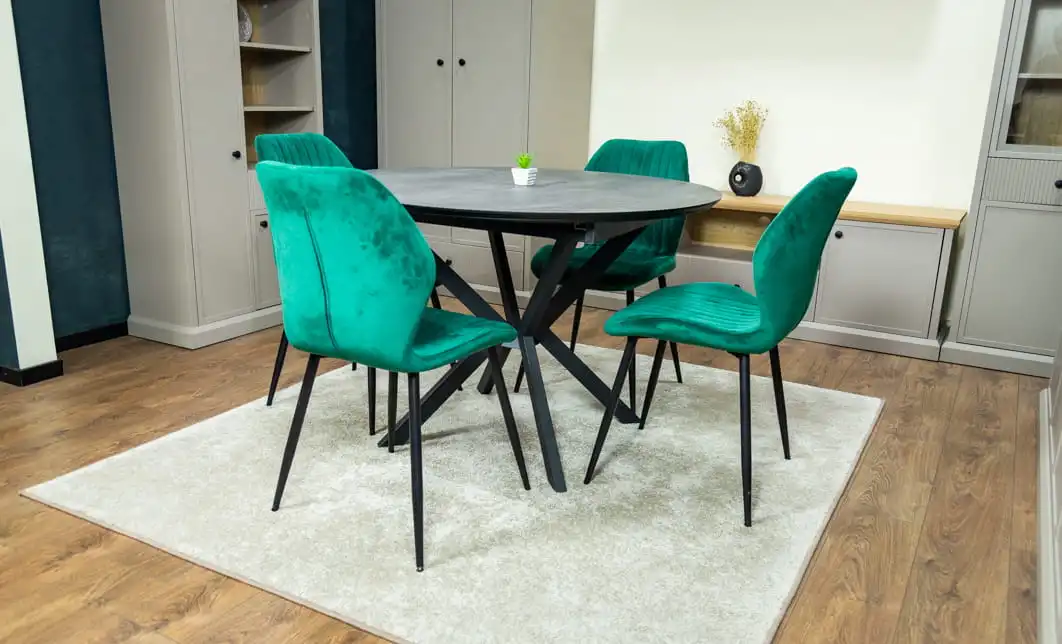 Set Masă Living Extensibilă Dobok Gri cu 4 Scaune KJC104 Verzi 6