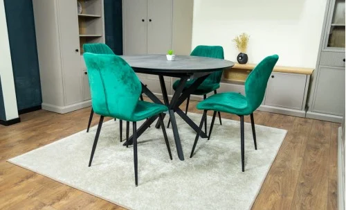 Set Masă Living Extensibilă Dobok Gri cu 4 Scaune KJC104 Verzi