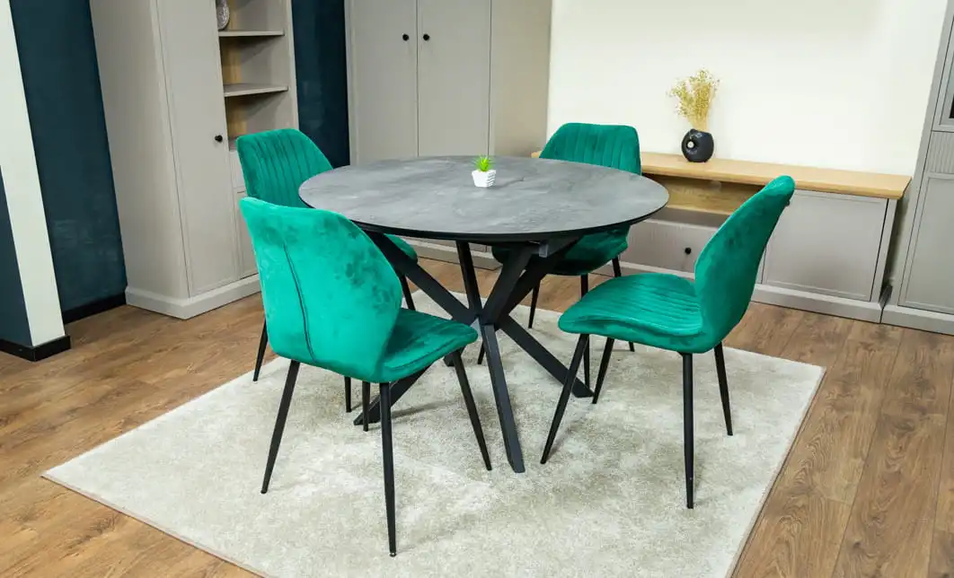 Set Masă Living Extensibilă Dobok Gri cu 4 Scaune KJC104 Verzi 5