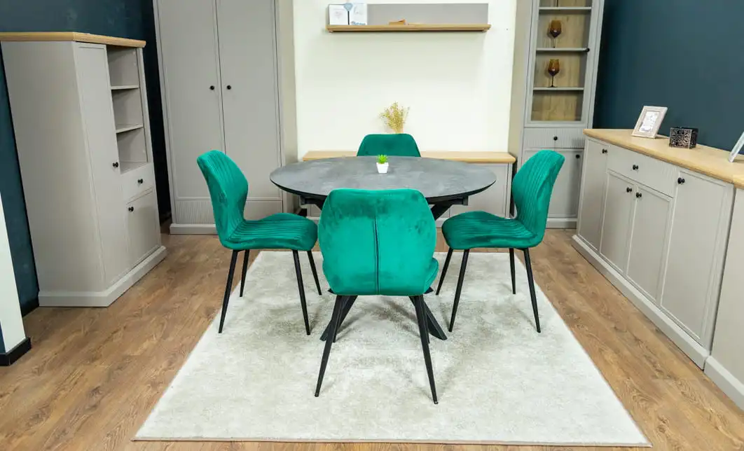 Set Masă Living Extensibilă Dobok Gri cu 4 Scaune KJC104 Verzi 7