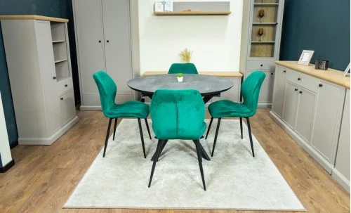 Set Masă Living Extensibilă Dobok Gri cu 4 Scaune KJC104 Verzi