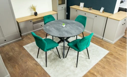 Set Masă Living Extensibilă Dobok Gri cu 4 Scaune KJC104 Verzi