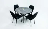 Set Masă Living Extensibilă Dobok Gri cu 4 Scaune KJC176 Negre