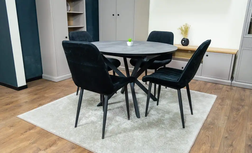 Set Masă Living Extensibilă Dobok Gri cu 4 Scaune KJC176 Negre 7