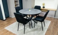 Set Masă Living Extensibilă Dobok Gri cu 4 Scaune KJC176 Negre 4