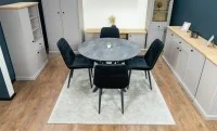 Set Masă Living Extensibilă Dobok Gri cu 4 Scaune KJC176 Negre 6