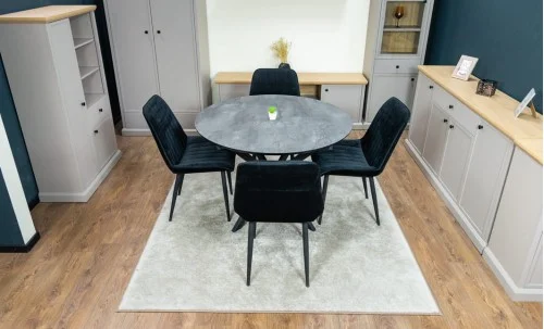 Set Masă Living Extensibilă Dobok Gri cu 4 Scaune KJC176 Negre