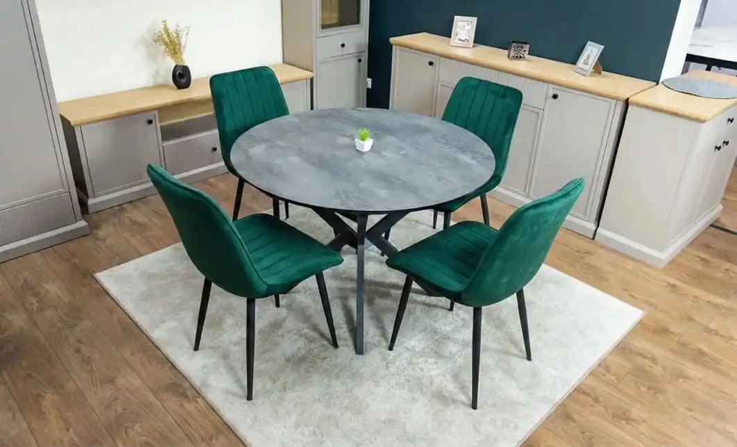 Set Masă Living Extensibilă Dobok Gri cu 4 Scaune KJC176 Verzi