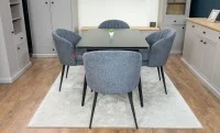 Set Masă Living Extensibilă DTM0101 Blat Ceramic Gri cu 4 Scaune DCM0102CF Gri 7