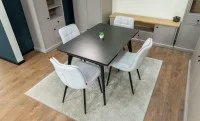 Set Masă Living Extensibilă DTM0101 Blat Ceramic Gri cu 4 Scaune DCM2001AF Bej 6