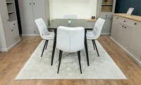 Set Masă Living Extensibilă DTM0101 Blat Ceramic Gri cu 4 Scaune DCM2001AF Bej 7