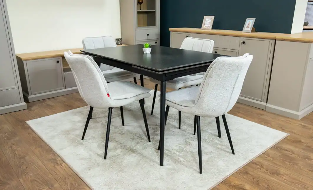 Set Masă Living Extensibilă DTM0101 Blat Ceramic Gri cu 4 Scaune DCM2001AF Bej 4