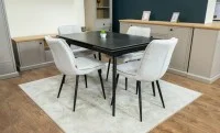 Set Masă Living Extensibilă DTM0101 Blat Ceramic Gri cu 4 Scaune DCM2001AF Bej 4