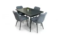 Set Masă Living Extensibilă DTM0101 Blat Ceramic Gri cu 4 Scaune DCM2001AF Gri