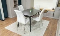 Set Masă Living Extensibilă DTM0101 Blat Ceramic Gri cu 4 Scaune Tapițate F630 Bej 5